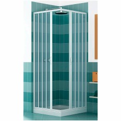 Box doccia angolare a soffietto riducibile 80x80 cm ante ad apertura centrale in acrilico poli