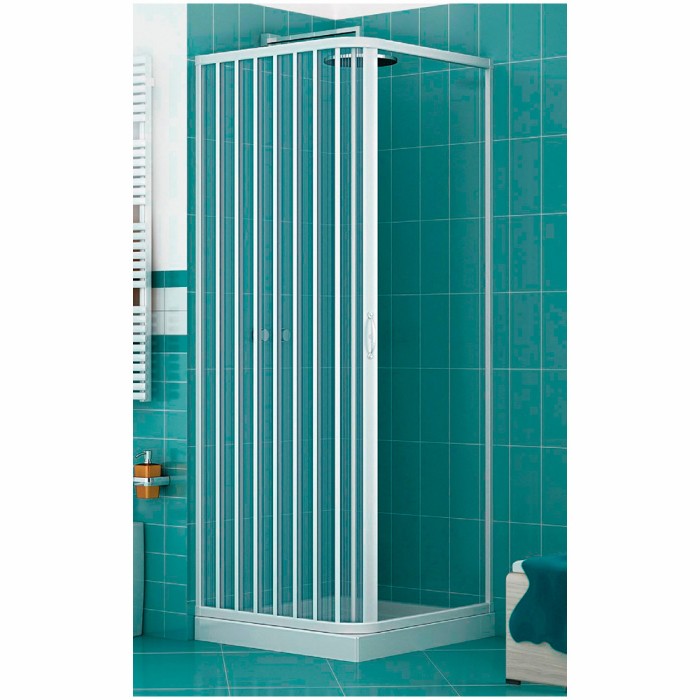 Box doccia angolare a soffietto riducibile 80x80 cm anta ad apertura laterale in acrilico poli