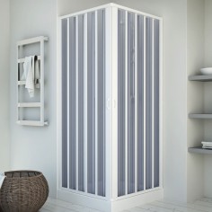 Box doccia flex angolare a soffietto riducibile 100x100 cm ante ad apertura centrale in acrilico expo