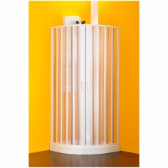 Box doccia flex semicircolare a soffietto riducibile 90 cm. ante ad apertura centrale in acrilico expo