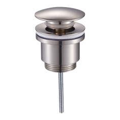 Piletta in ottone nikel spazzolato con tappo click-clack tondo mixtech perr lavabi con e senza troppo pieno
