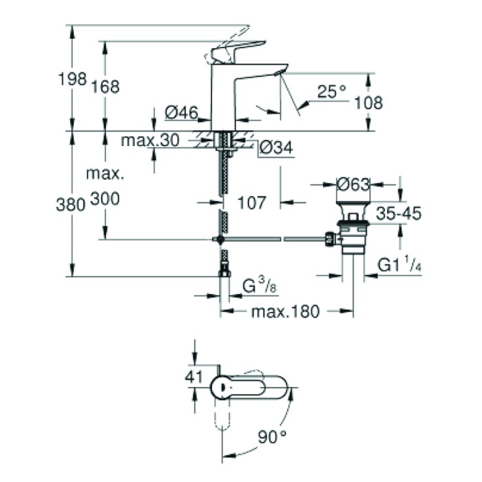 Miscelatore rubinetto lavabo bauedge grohe