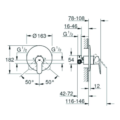 Miscelatore rubinetto incasso doccia bauedge grohe