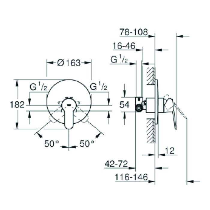 Miscelatore rubinetto incasso doccia bauedge grohe