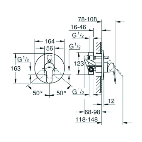 Miscelatore rubinetto incasso doccia con deviatore bauedge grohe