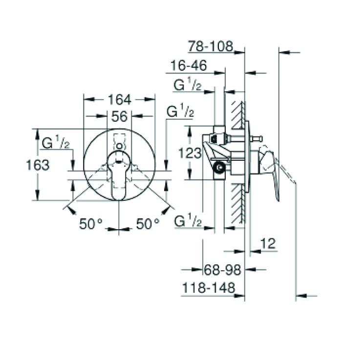 Miscelatore rubinetto incasso doccia con deviatore bauedge grohe